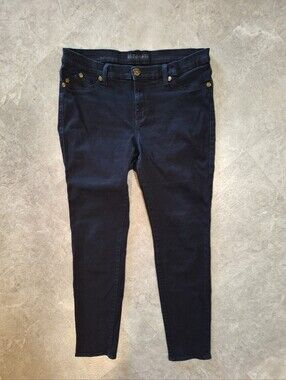 Rock & Republic Black Syretchy Skinny Jeans with Gold Hardware Size 16